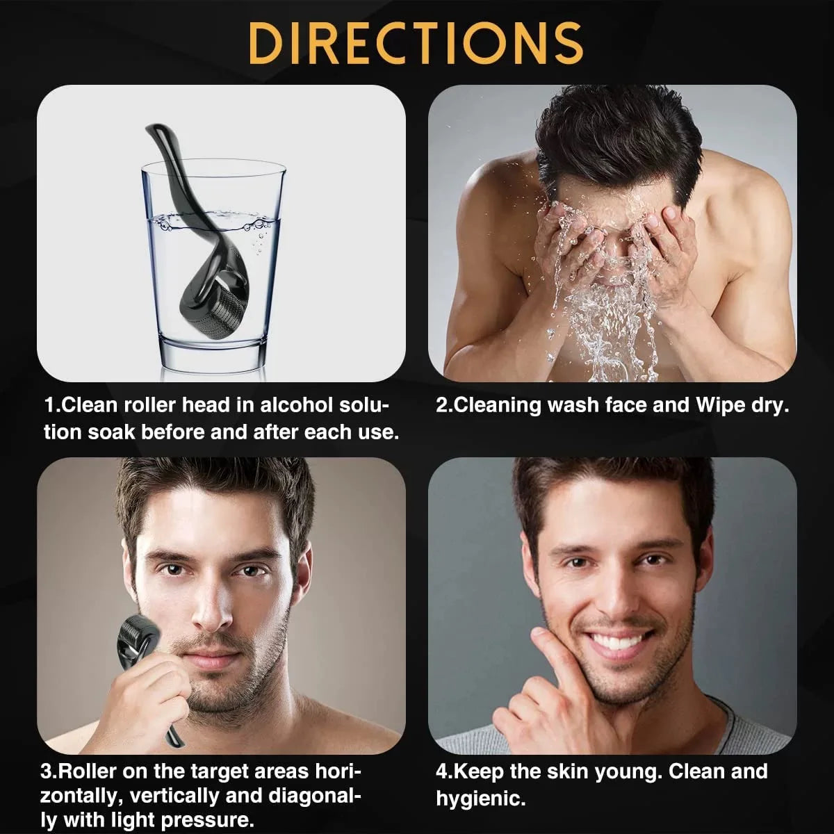 Professional 540 Needles for Facial Body Hair Growth Derma Roller for Skin Beard Beard Growth Micro Face Roller for Skin Care